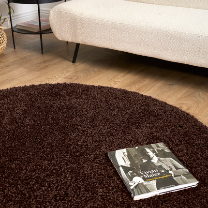 Chocolate Brown Thick Shaggy Rug - California