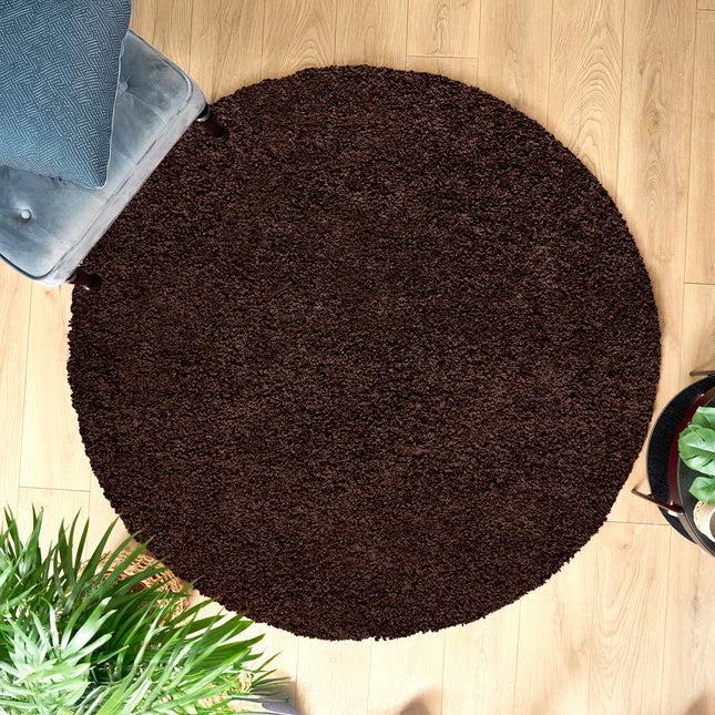 Chocolate Brown Thick Shaggy Rug - California