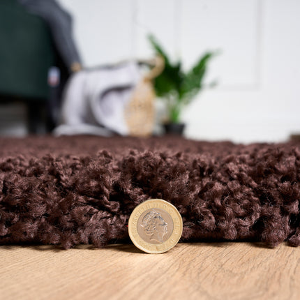 Chocolate Brown Thick Shaggy Rug - California