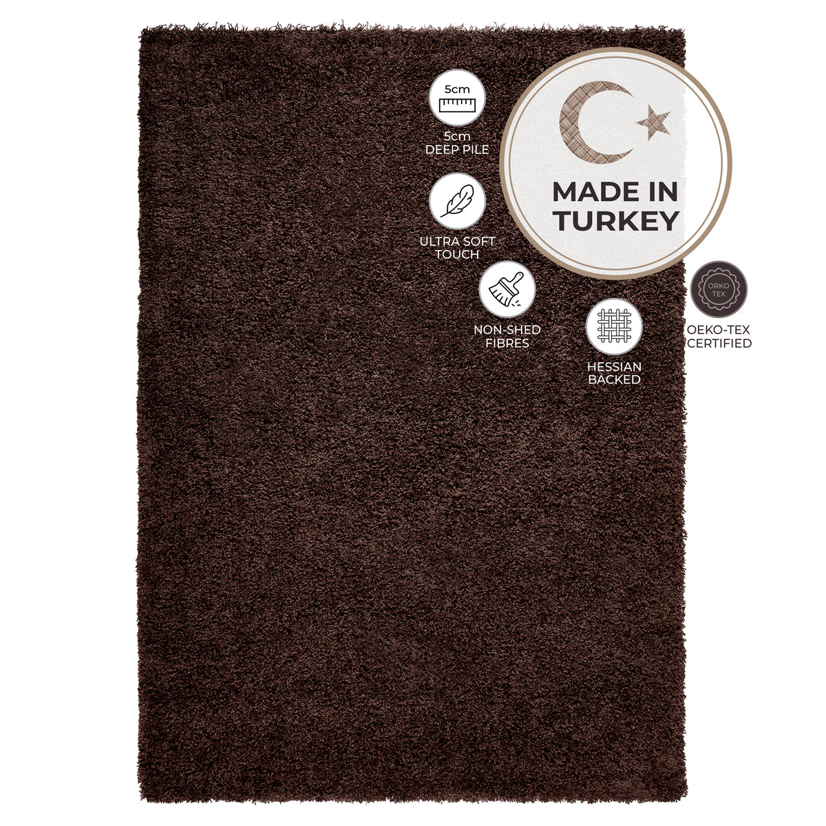 Tapis épais à poils longs brun chocolat - Californie
