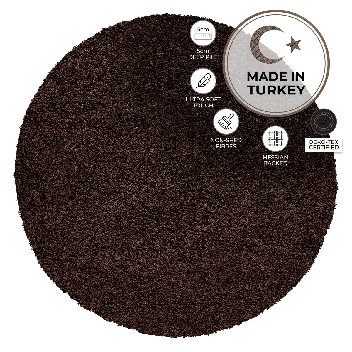 Tapis épais à poils longs brun chocolat - Californie