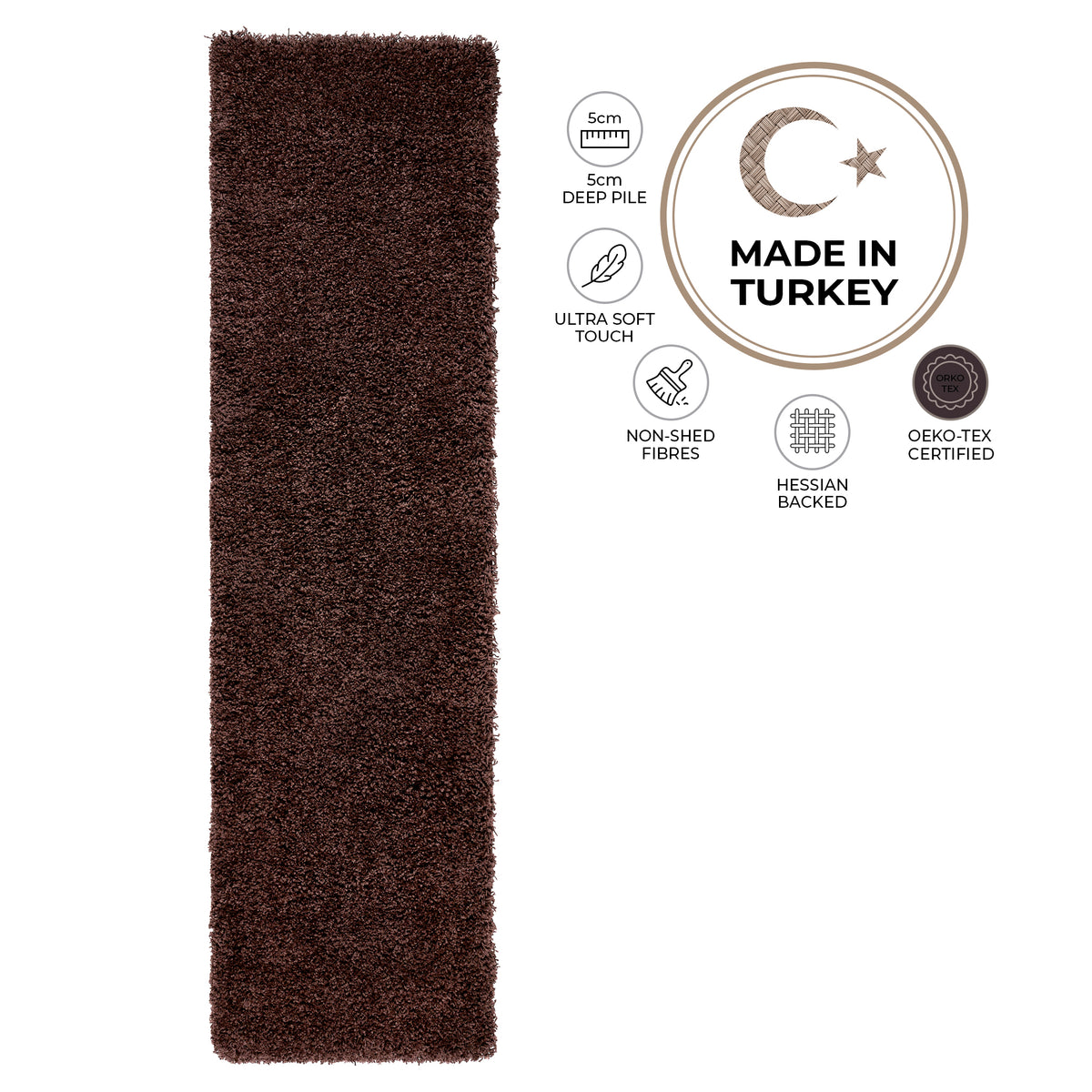 Tapis épais à poils longs brun chocolat - Californie