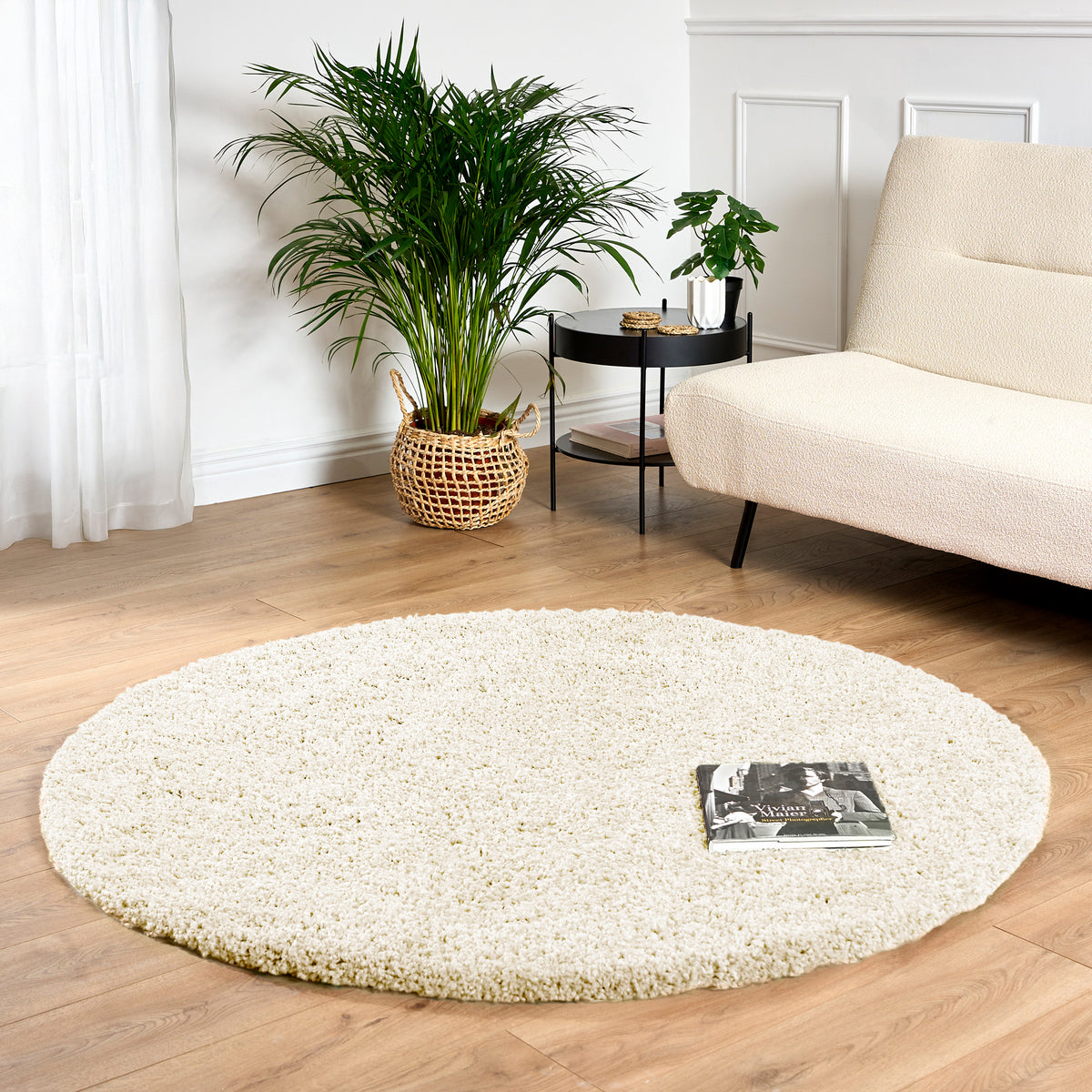 California Cream Shaggy Rug, 5cm Thick Pile, Soft Fluffy Non-Shedding Polypropylene Rug, Hessian Backed, Multiple Sizes