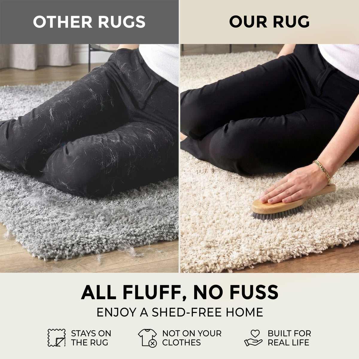 California Cream Shaggy Rug, 5cm Thick Pile, Soft Fluffy Non-Shedding Polypropylene Rug, Hessian Backed, Multiple Sizes