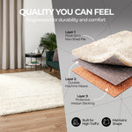 California Cream Shaggy Rug, 5cm Thick Pile, Soft Fluffy Non-Shedding Polypropylene Rug, Hessian Backed, Multiple Sizes