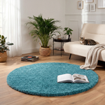California Duck Egg Blue Shaggy Rug, 5cm Thick Pile, Soft Fluffy Polypropylene Rug, Hessian Backed, Multiple Sizes