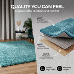 California Duck Egg Blue Shaggy Rug, 5cm Thick Pile, Soft Fluffy Polypropylene Rug, Hessian Backed, Multiple Sizes