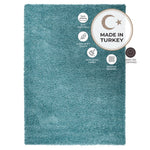 California Duck Egg Blue Shaggy Rug, 5cm Thick Pile, Soft Fluffy Polypropylene Rug, Hessian Backed, Multiple Sizes