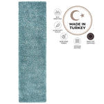 California Duck Egg Blue Shaggy Rug, 5cm Thick Pile, Soft Fluffy Polypropylene Rug, Hessian Backed, Multiple Sizes