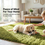 California Lime Green Shaggy Rug, Thick 5cm Deep Pile, Rectangle, Runner and Circle Sizes, Stain Resistant