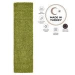 California Lime Green Shaggy Rug, Thick 5cm Deep Pile, Rectangle, Runner and Circle Sizes, Stain Resistant