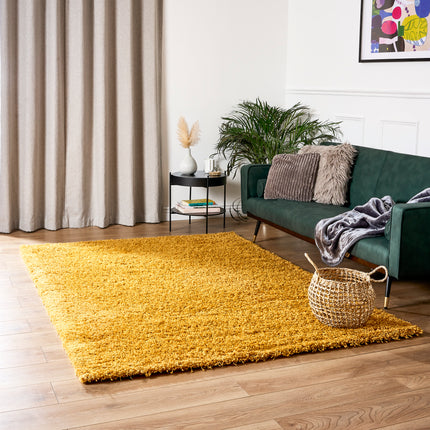 Golden Ochre Thick Shaggy Rug - California