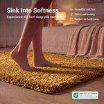 California Golden Ochre Shaggy Rug, Thick 5cm Deep Pile Rug for Living Room and Bedroom, Rectangle, Runner and Circles