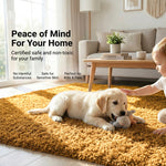 California Golden Ochre Shaggy Rug, Thick 5cm Deep Pile Rug for Living Room and Bedroom, Rectangle, Runner and Circles