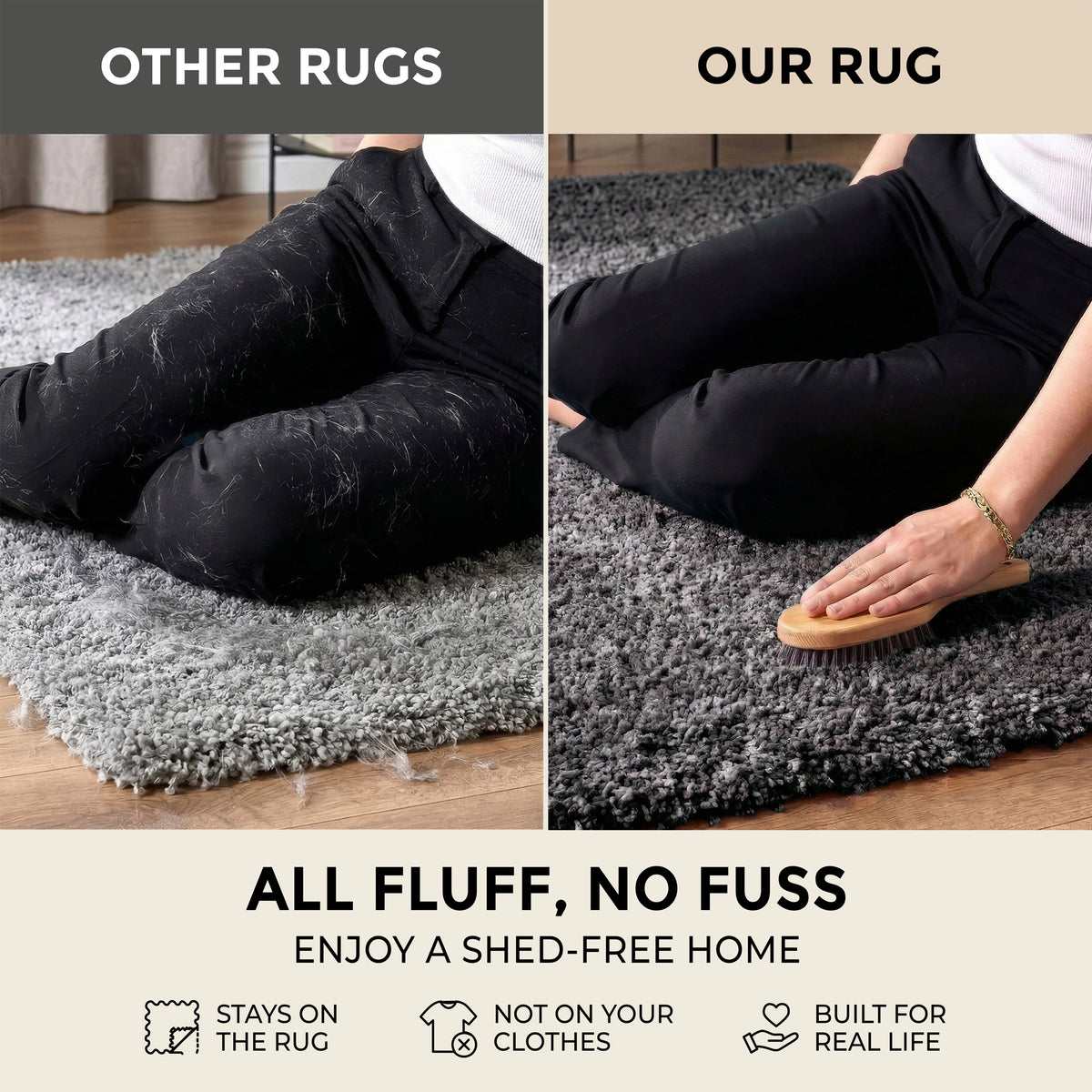 California Dark Grey Shaggy Rug, Thick 5cm Deep Pile, Rectangle, Runner and Circle Sizes, Stain Resistant