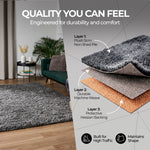 California Dark Grey Shaggy Rug, Thick 5cm Deep Pile, Rectangle, Runner and Circle Sizes, Stain Resistant