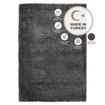California Dark Grey Shaggy Rug, Thick 5cm Deep Pile, Rectangle, Runner and Circle Sizes, Stain Resistant