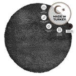 California Dark Grey Shaggy Rug, Thick 5cm Deep Pile, Rectangle, Runner and Circle Sizes, Stain Resistant