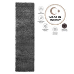 California Dark Grey Shaggy Rug, Thick 5cm Deep Pile, Rectangle, Runner and Circle Sizes, Stain Resistant