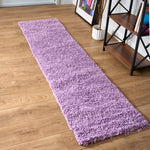 California Lilac Shaggy Rug, Thick 5cm Pile, Soft Lavender Purple Fluffy Rug, Non-Shedding, Rectangle, Runner and Round