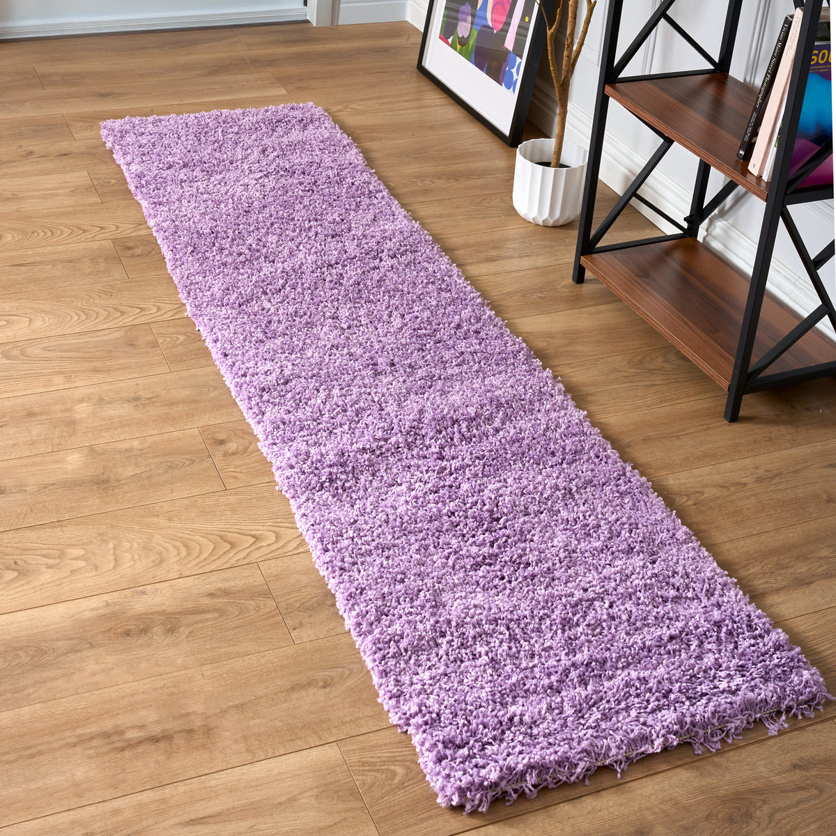 California Lilac Shaggy Rug, Thick 5cm Pile, Soft Lavender Purple Fluffy Rug, Non-Shedding, Rectangle, Runner and Round