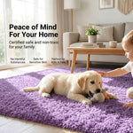 California Lilac Shaggy Rug, Thick 5cm Pile, Soft Lavender Purple Fluffy Rug, Non-Shedding, Rectangle, Runner and Round
