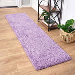 California Lilac Shaggy Rug, Thick 5cm Pile, Soft Lavender Purple Fluffy Rug, Non-Shedding, Rectangle, Runner and Round