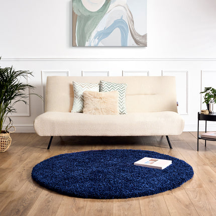 Navy Blue Thick Shaggy Rug - California