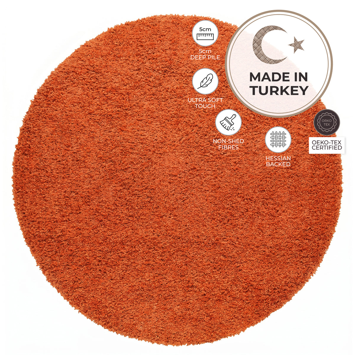 Tapis épais à poils longs orange - Californie