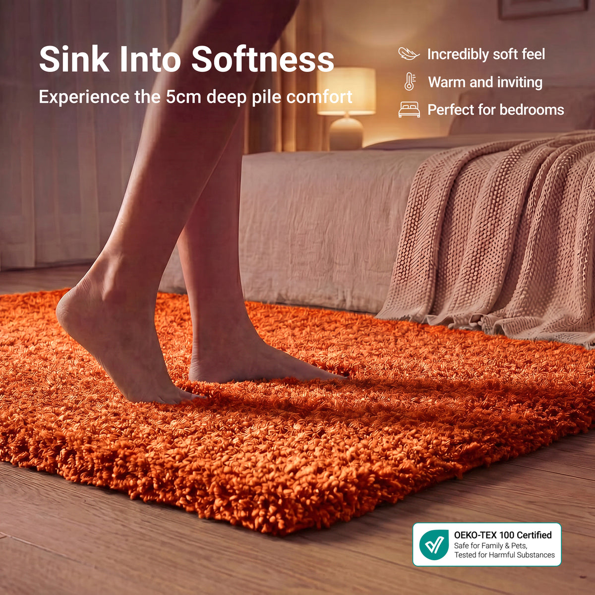 Tapis épais à poils longs orange - Californie