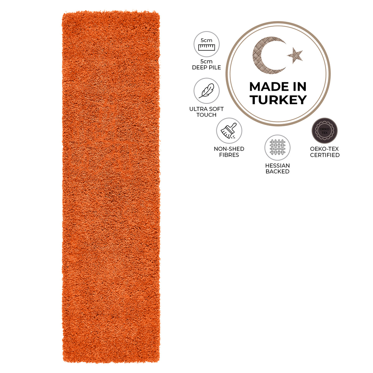 Tapis épais à poils longs orange - Californie