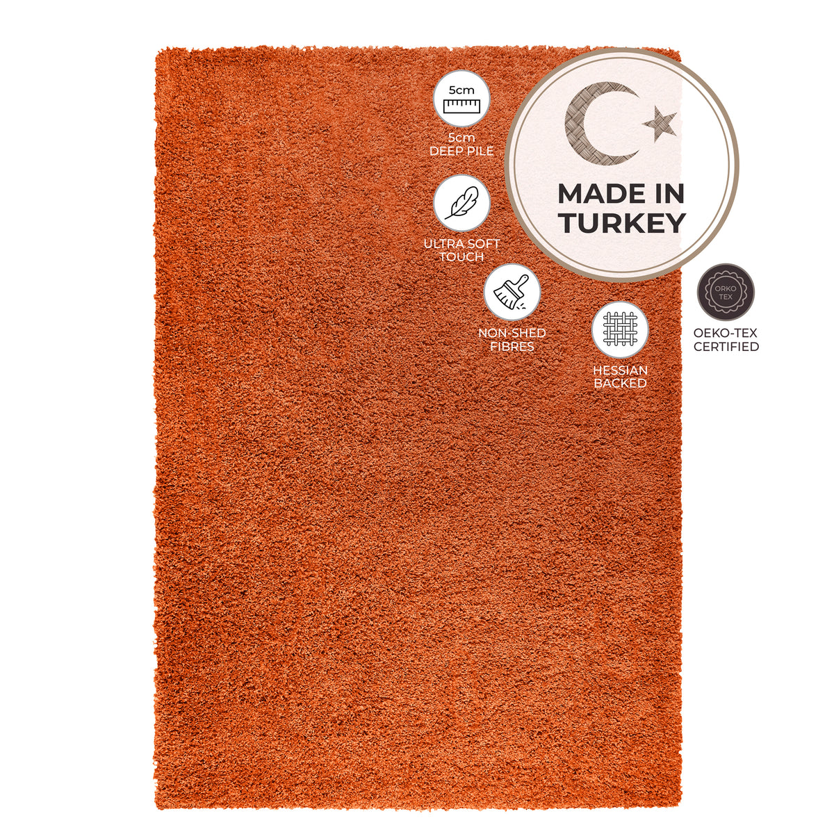 Tapis épais à poils longs orange - Californie