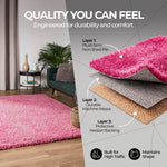 Pink Thick Shaggy Rug - California