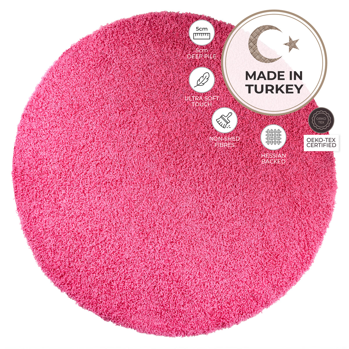 Pink Thick Shaggy Rug - California