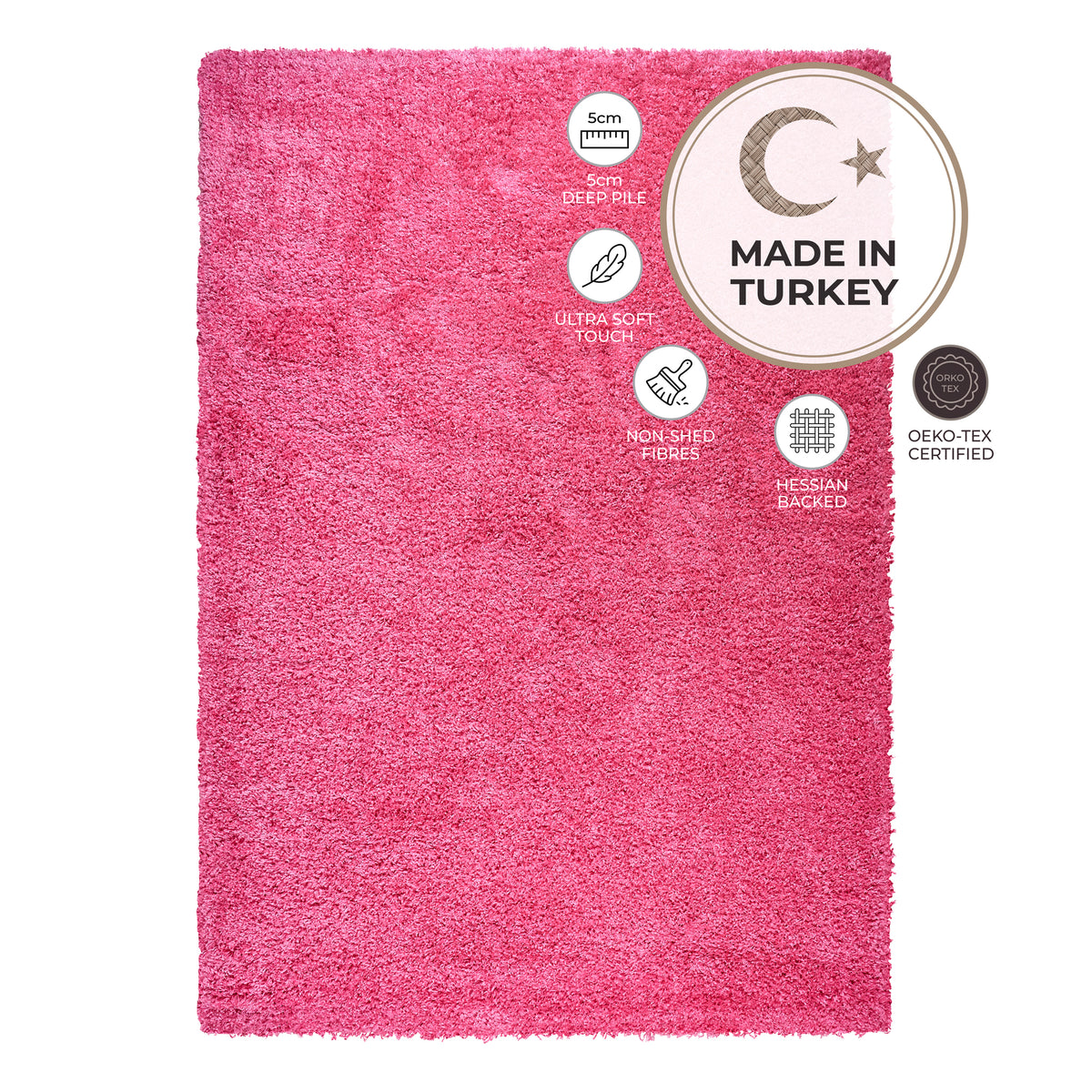 Pink Thick Shaggy Rug - California