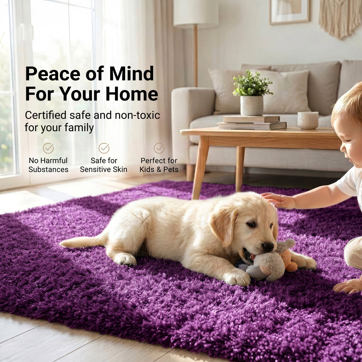 Purple Thick Shaggy Rug - California
