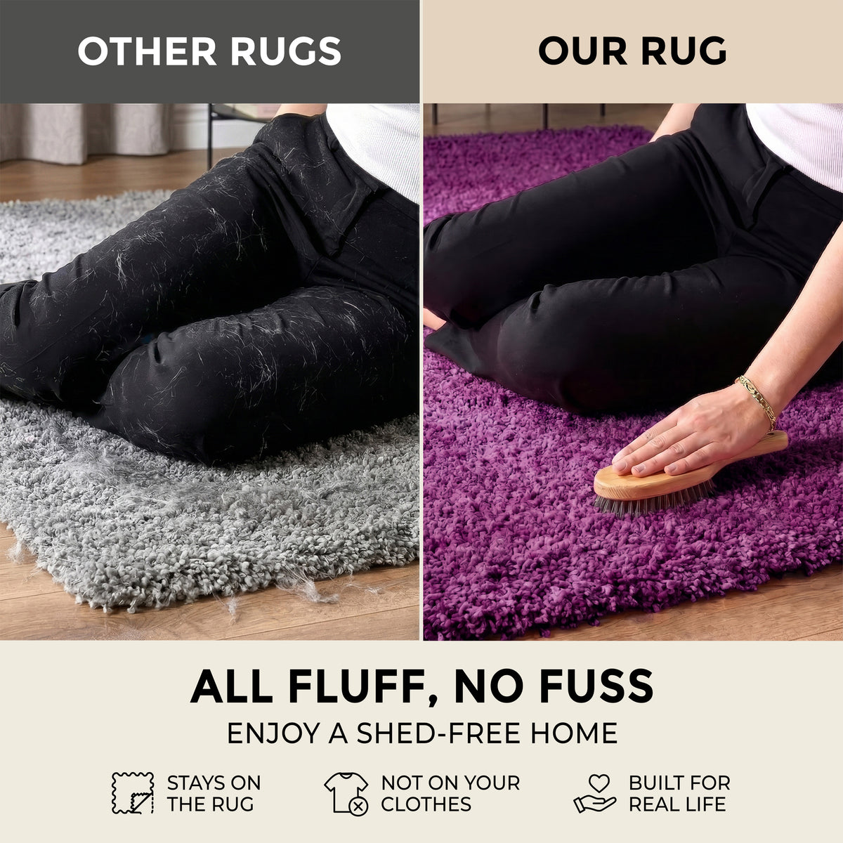 Purple Thick Shaggy Rug - California