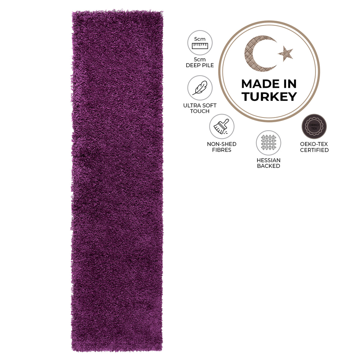 Purple Thick Shaggy Rug - California