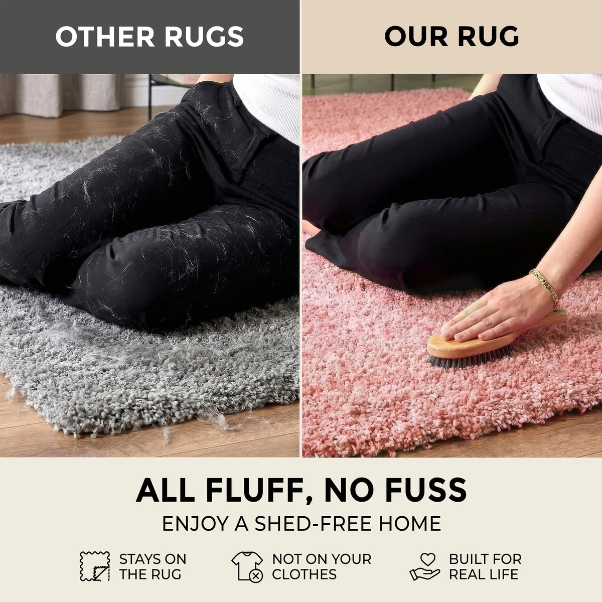Tapis épais à poils longs rose pâle - Californie