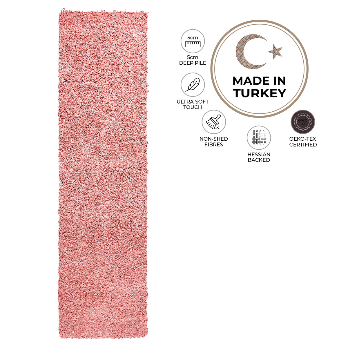 Tapis épais à poils longs rose pâle - Californie