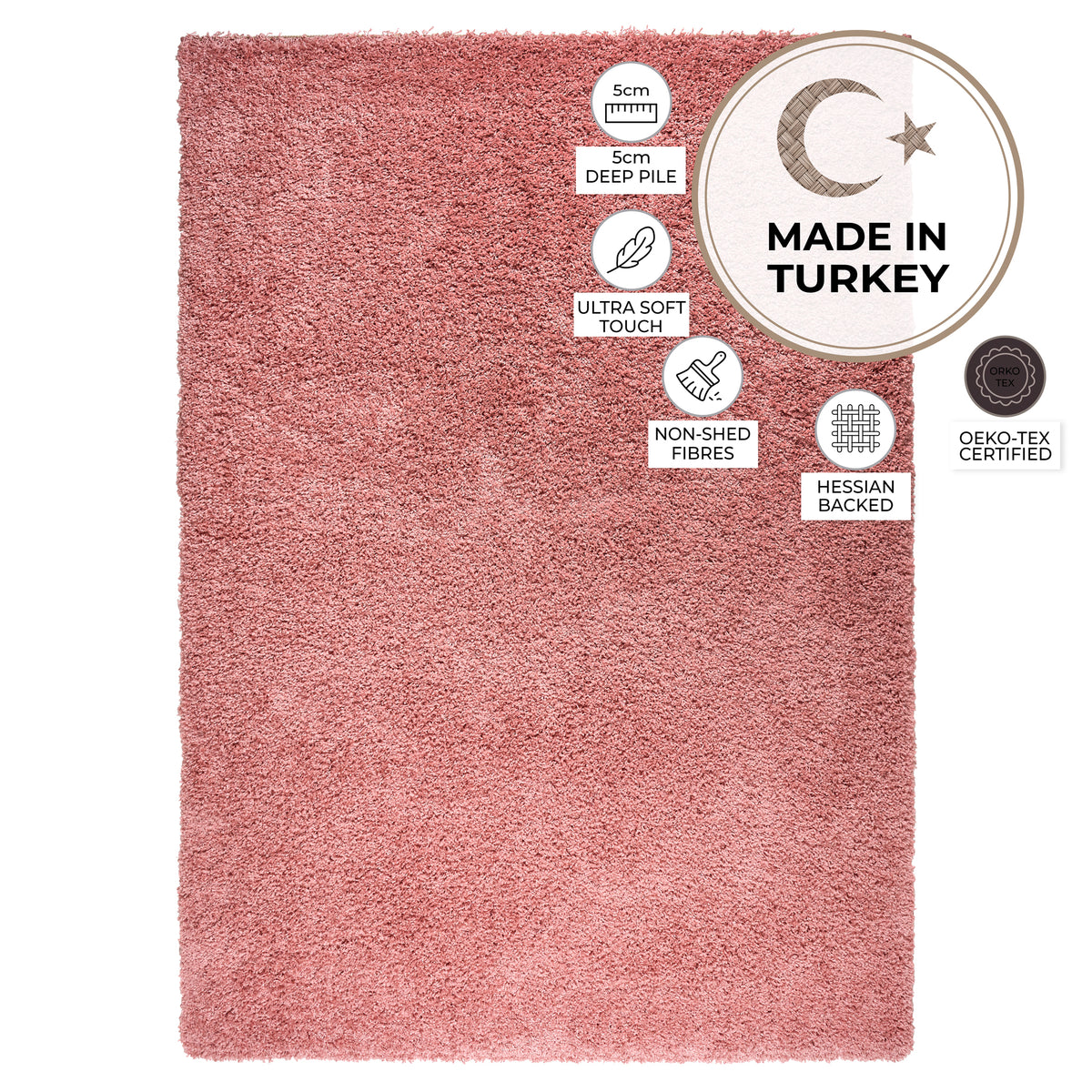 Tapis épais à poils longs rose pâle - Californie