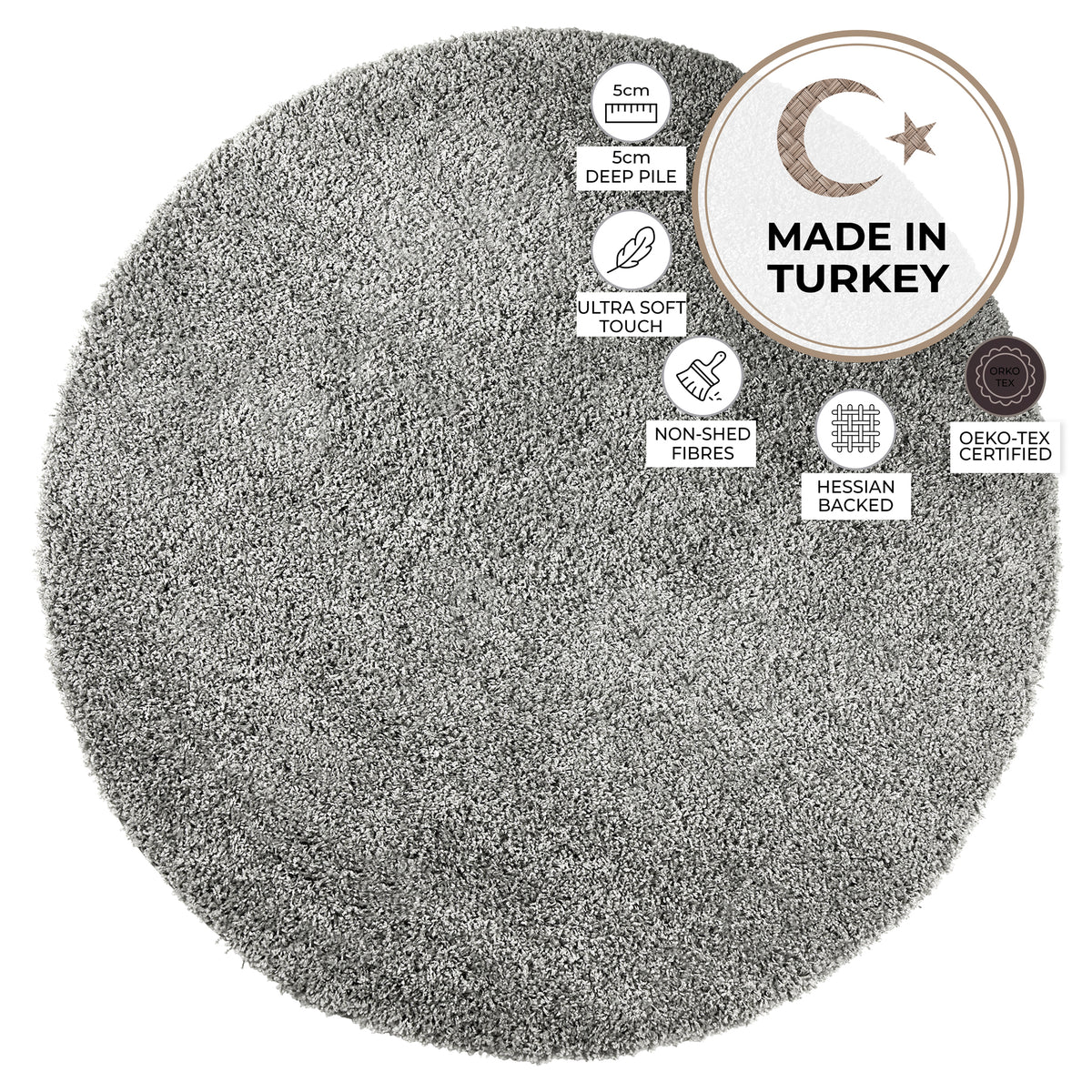 Tapis épais à poils longs gris argenté - Californie
