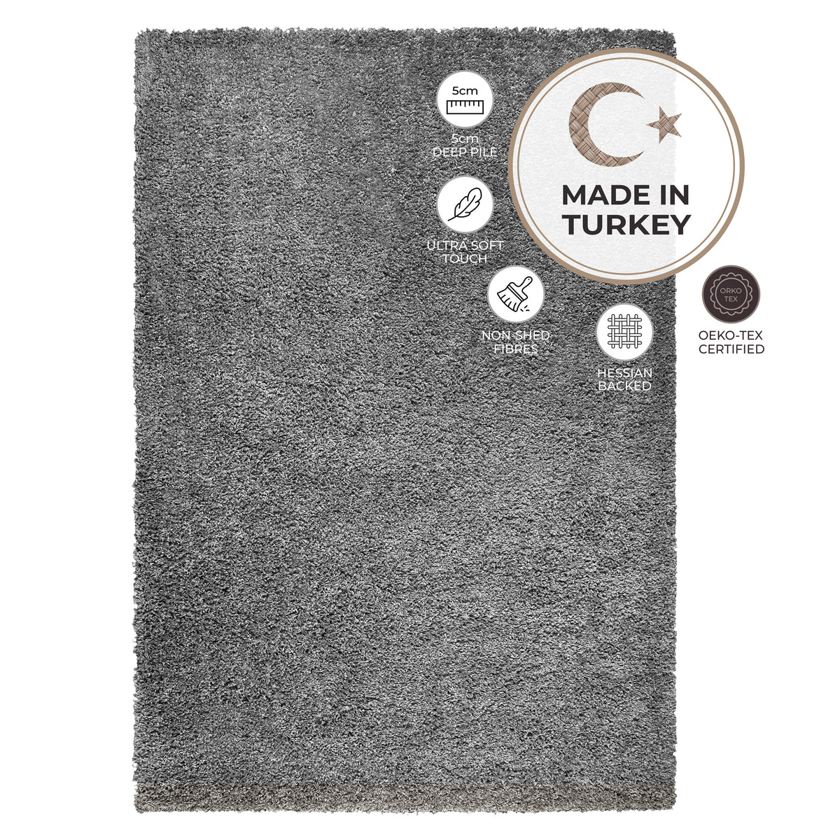 Tapis épais à poils longs gris argenté - Californie