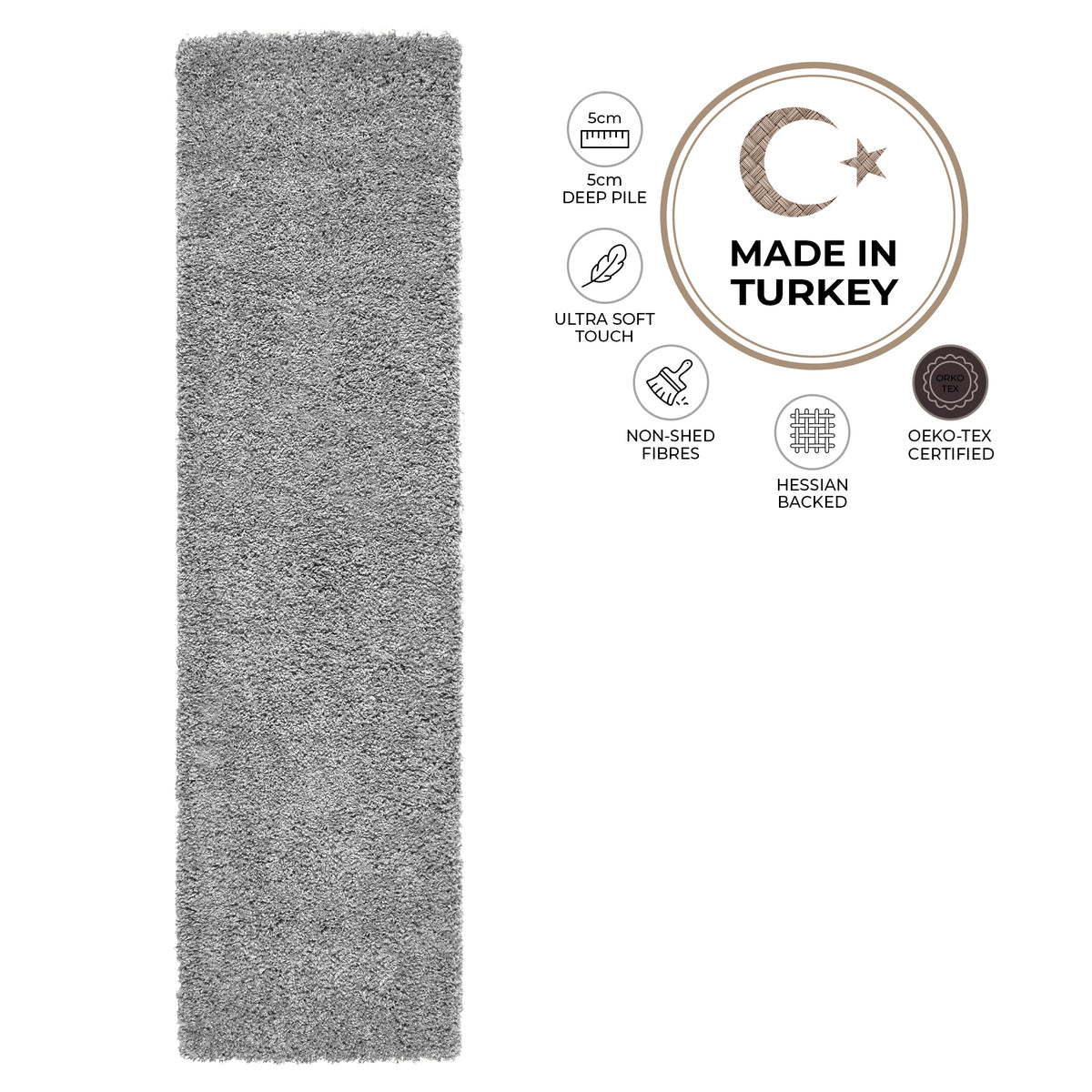 Tapis épais à poils longs gris argenté - Californie