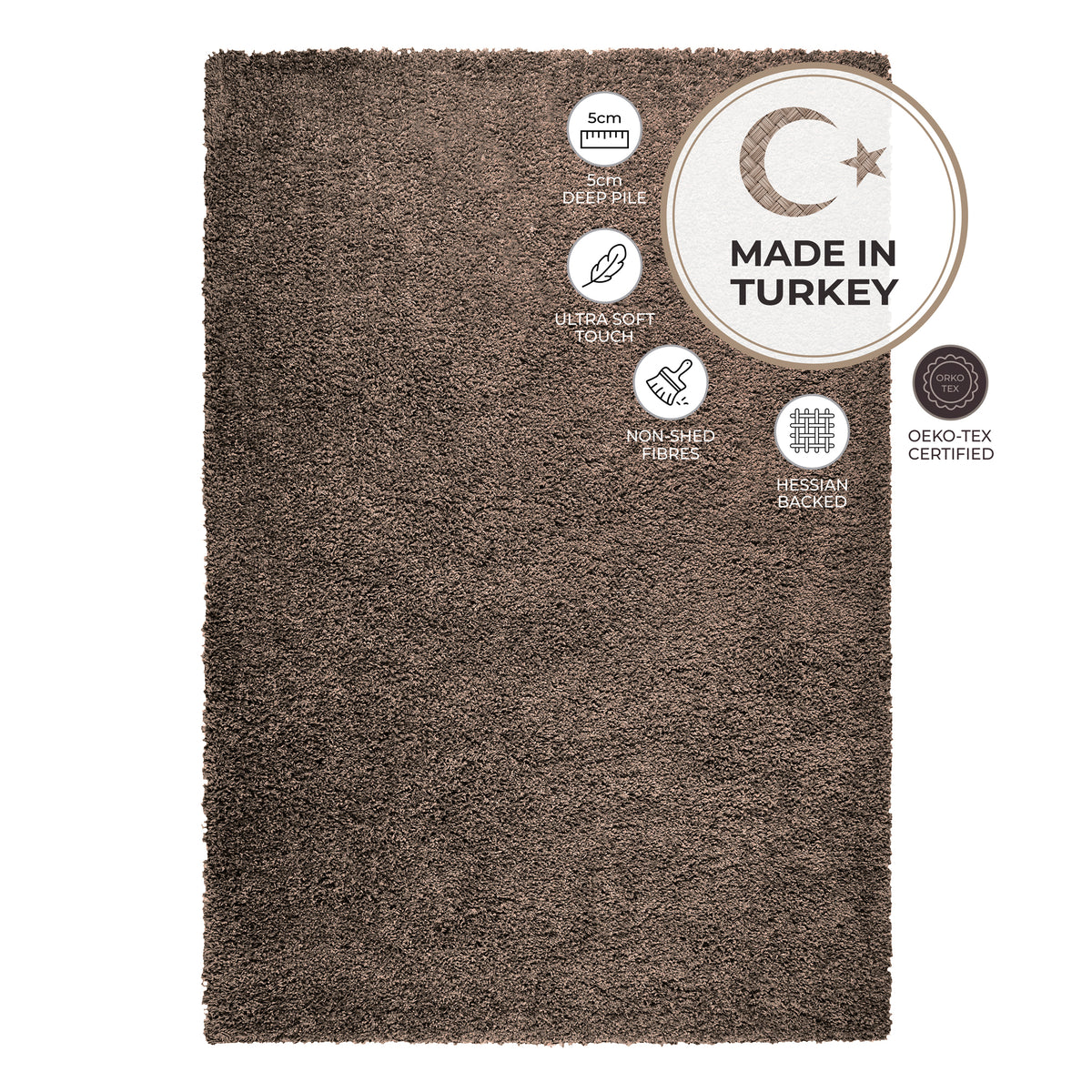 Tapis épais à poils longs taupe - Californie