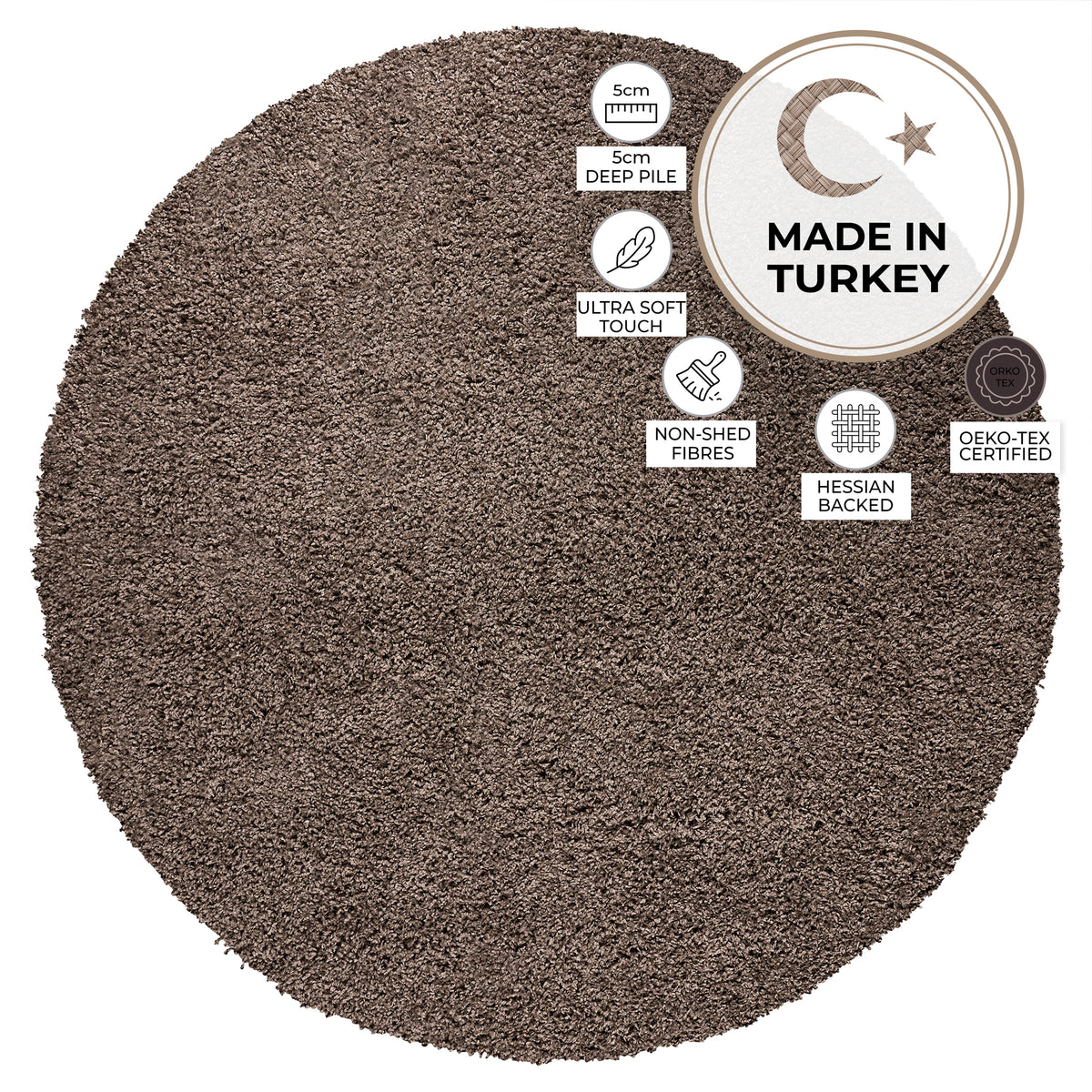 Tapis épais à poils longs taupe - Californie