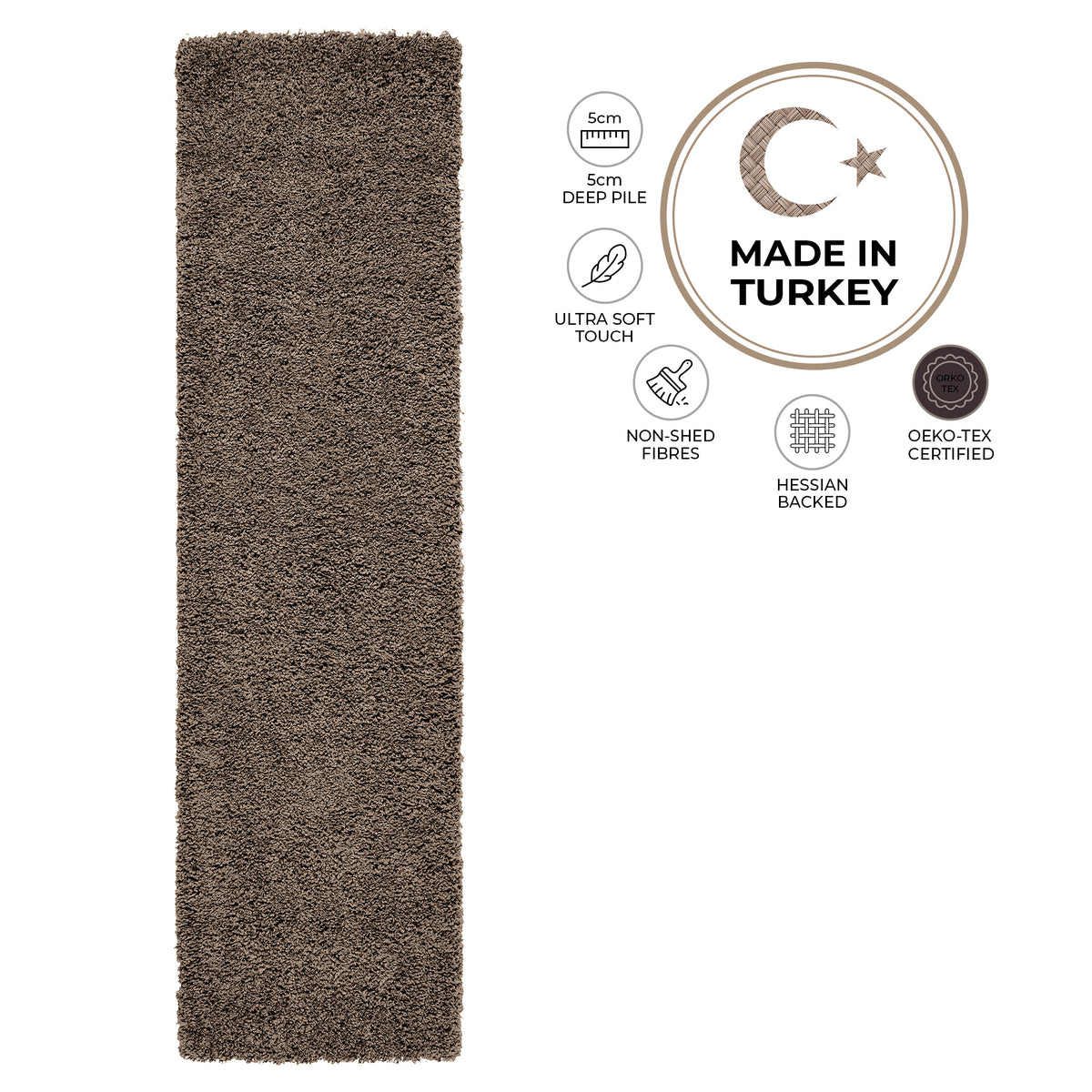 Tapis épais à poils longs taupe - Californie