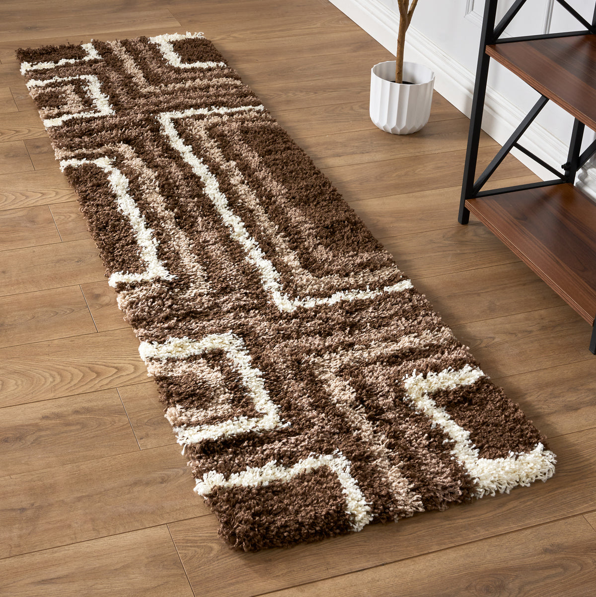 Tapis épais à poils longs Brown Tides - Californie