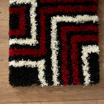 California Red Tides Shaggy Rug, Thick 5cm Deep Pile Geometric Rug for Living Room and Bedroom, Non-Shedding