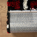 California Red Tides Shaggy Rug, Thick 5cm Deep Pile Geometric Rug for Living Room and Bedroom, Non-Shedding
